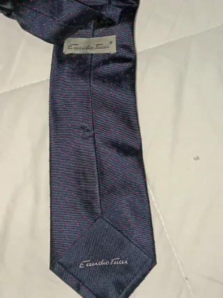 Corbata Emidio Tucci Azul con Puntos Rojos