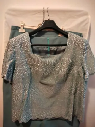 Traje 3 piezas ceremonia azul claro turquesa