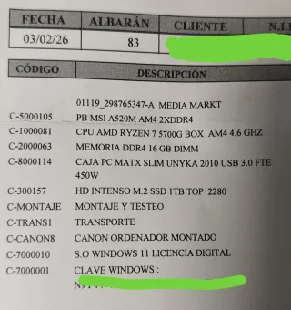 PC Sobremesa Gamer AMD Ryzen 7 5700G 32GB RAM 1TB