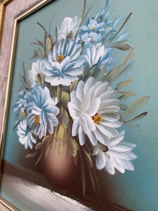 2 Quadri a Olio con Fiori, Cornice Dorata