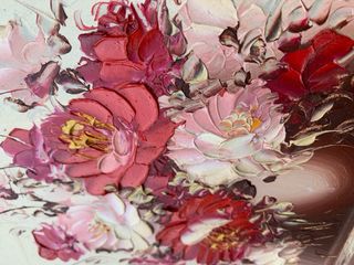 2 Quadri a Olio con Fiori, Cornice Dorata