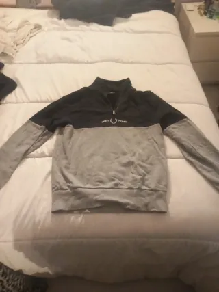 Sudadera Fred Perry cremallera negra y gris