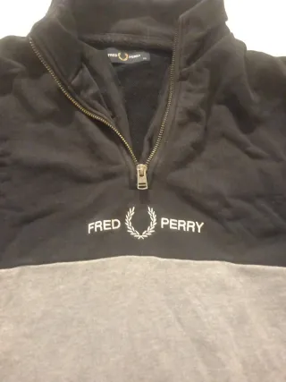 Sudadera Fred Perry cremallera negra y gris