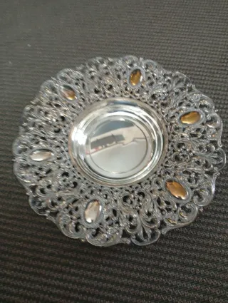 Bandeja plateada antigua centro de mesa