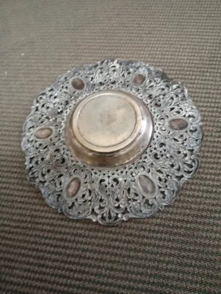 Bandeja plateada antigua centro de mesa