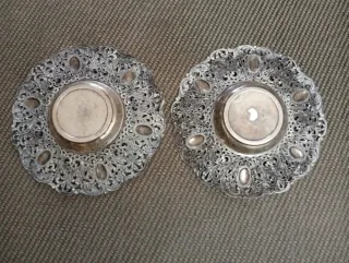 Bandeja plateada antigua centro de mesa