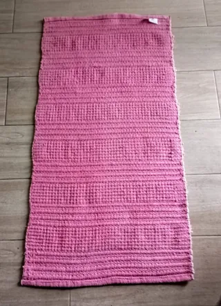 Tapete Indiano artesanal Algodão Rosa Listrado