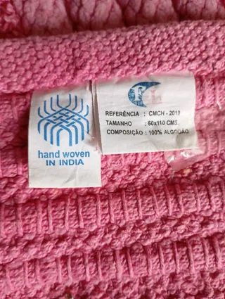 Tapete Indiano artesanal Algodão Rosa Listrado