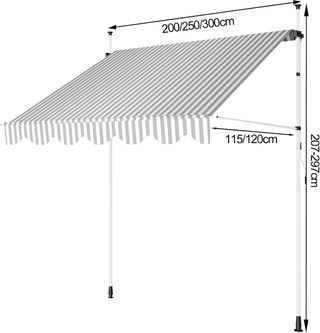 Toldo Enrollable Balcón 200cm Gris/Blanco