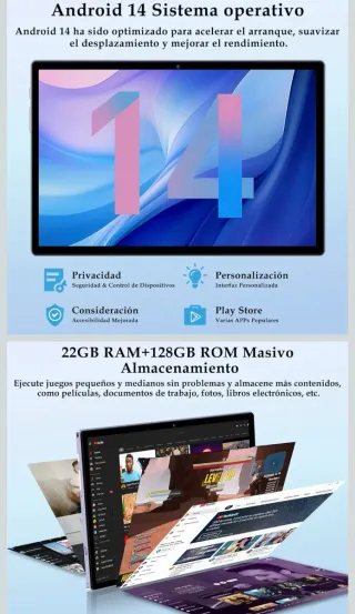 Tablet Ziovo 10 Android 14 Azul