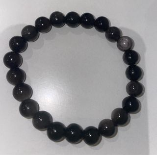 Pulsera Obsidiana Plateada 8mm