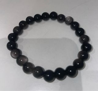 Pulsera Obsidiana Plateada 8mm