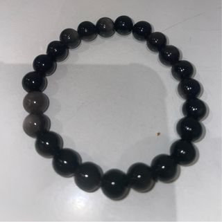 Pulsera Obsidiana Plateada 8mm