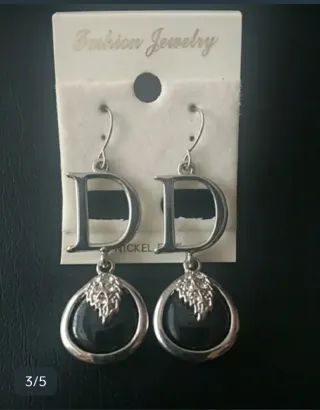 Pendientes Fashion D Negro y Plata