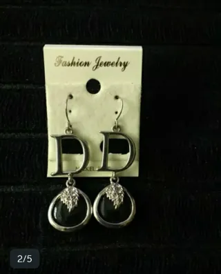 Pendientes Fashion D Negro y Plata