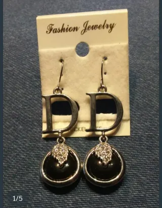 Pendientes Fashion D Negro y Plata