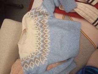 Jersey Fair Isle azul y blanco