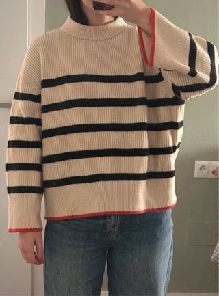 Jersey marinero rayas beige y negro