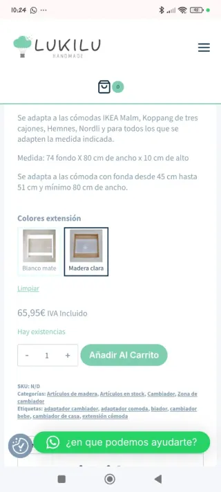 Soporte madera cambiador bebé