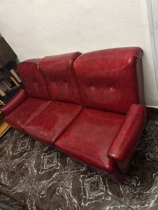 Sofá de 3 modulos rojo piel sintética