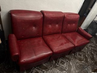 Sofá de 3 modulos rojo piel sintética