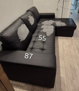 Sofá cama con chaise long negro. Precio rebajado