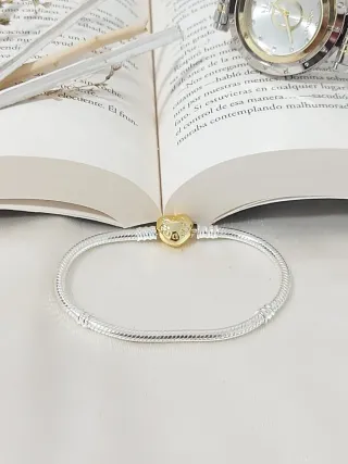 Pulsera Pandora Talla 18 Corazón Dorado