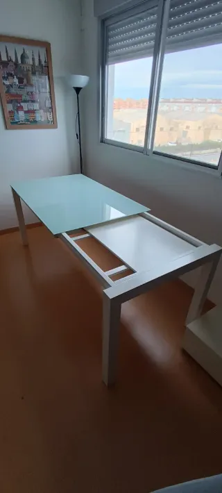 Mesa de comedor cristal y madera