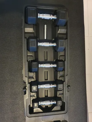 Juego Mancuernas Caucho Negras con Maletín