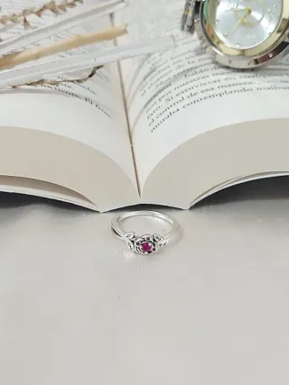 Anillo Pandora Talla 52 Flor Roja