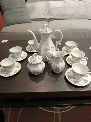 Juego de café porcelana floral