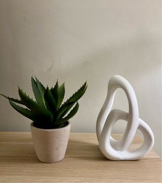 Adorno Abstracto Blanco y Planta Artificial