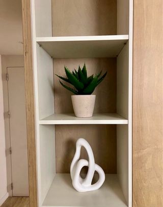 Adorno Abstracto Blanco y Planta Artificial