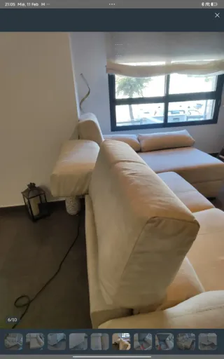 Sofá chaiselongue abatible beige