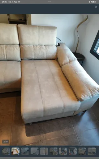 Sofá chaiselongue abatible beige