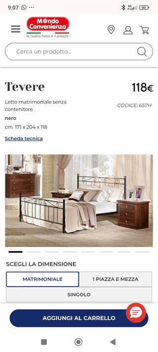 Letto completo rete ferro battuto