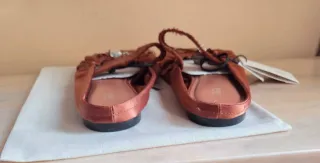 Bailarinas Zara Marrón Satinadas Perlas