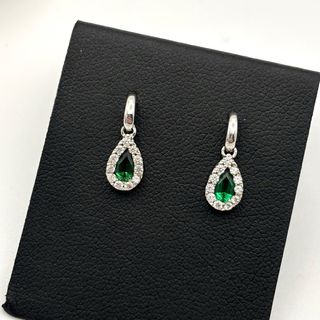Pendientes de oro 18kt con esmeraldas y circonitas