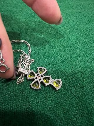 Colgante Cruz Verde Esmeralda Plata