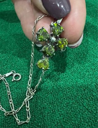 Colgante Cruz Verde Esmeralda Plata