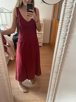 Vestido MIDI Jaretas Zara Rojo