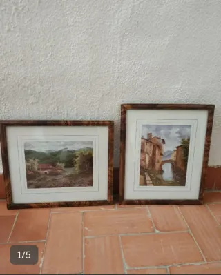 Duo di quadri in legno e vetro