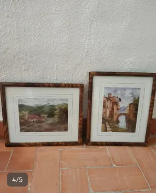 Duo di quadri in legno e vetro