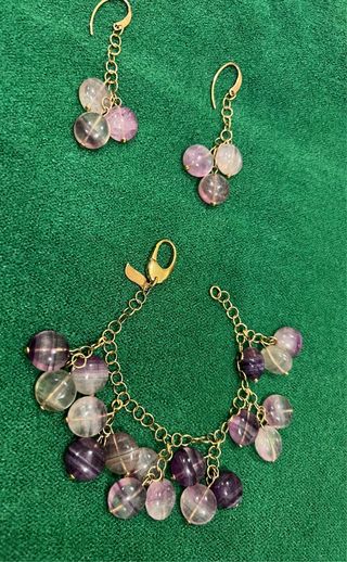 Conjunto Pulsera y Pendientes Piedras Cristal