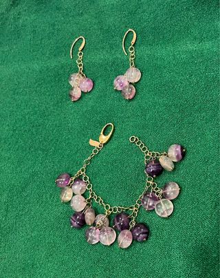 Conjunto Pulsera y Pendientes Piedras Cristal