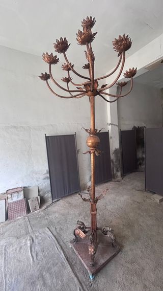 Lámpara de pie de latón de 3 metros anticuario