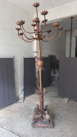 Lámpara de pie de latón de 3 metros anticuario