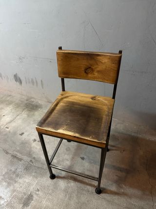 Taburetes industriales madera y hierro (4 uds)