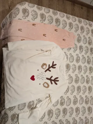 Pijama niña reno blanco y rosa 11-12 años