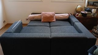 Sofá modular chaise longue gris/negro